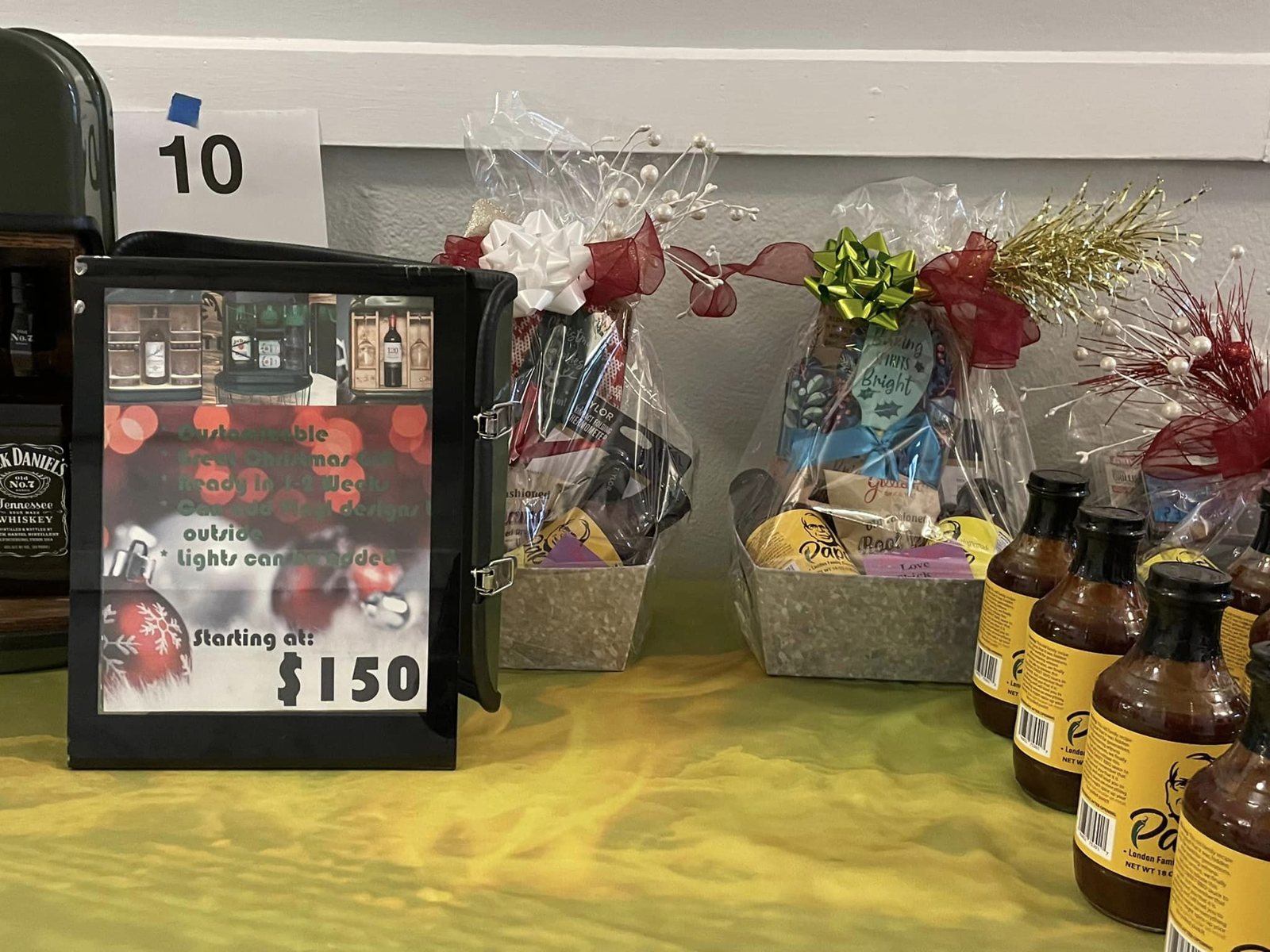 Papoo's BBQ Sauce gift baskets at a holiday market